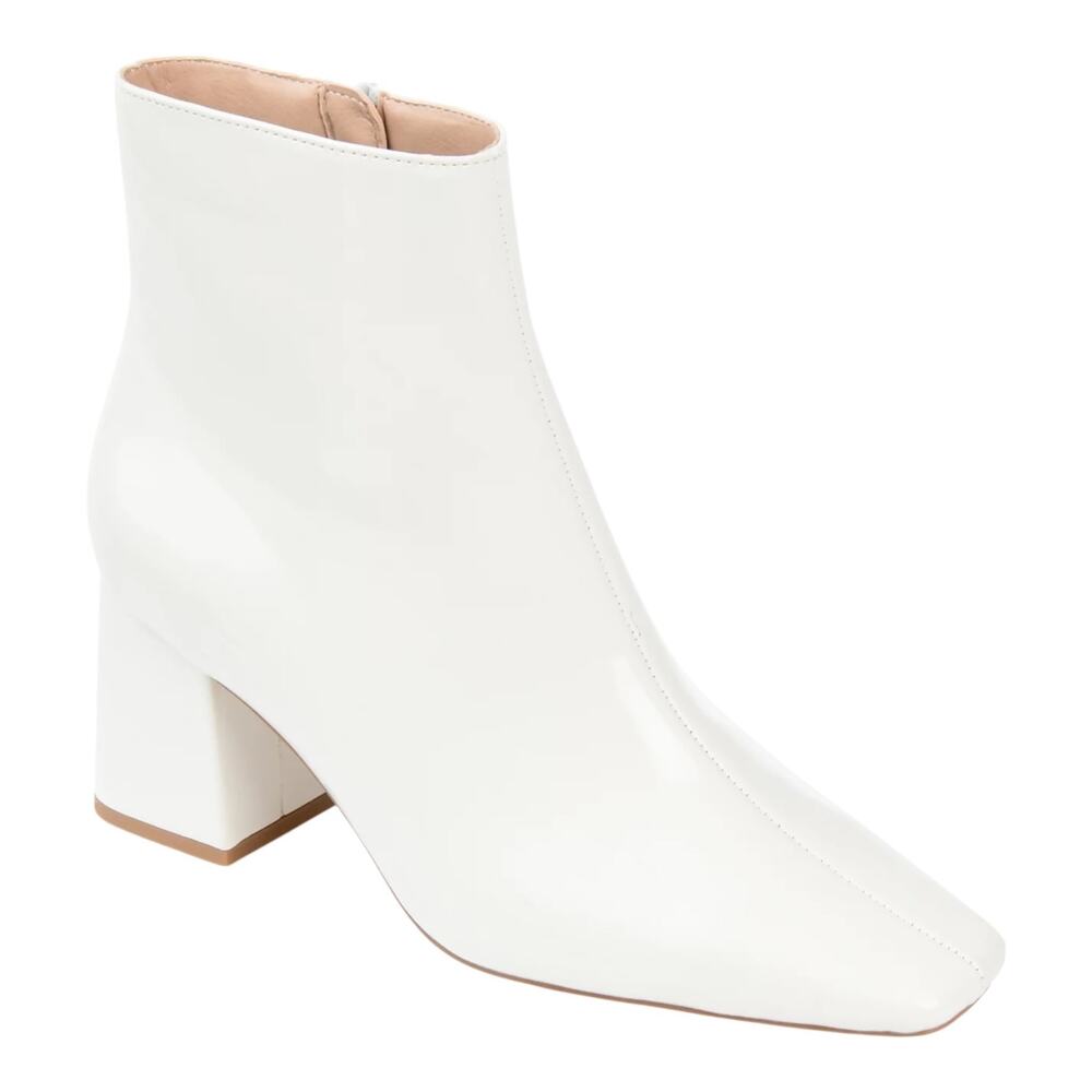 Journee Women's Haylinn Classic Square Toe Block Heel Booties White Size 7 1/2